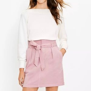NWT LOFT Sutton Pink Tie Waist Pocket Skirt 8 petite